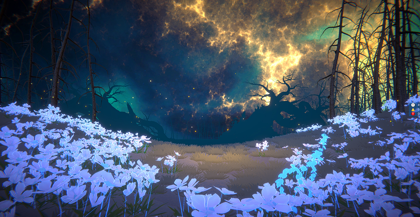 Glowing flora in a Shape of Dreams environment